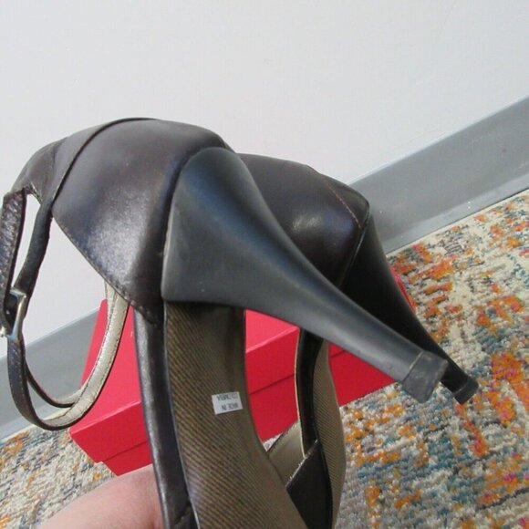San Cipriano Pointed Toe Ankle Strap Pumps Women 37 Brown High Heels y2k vtg 322 - Picture 4 of 10